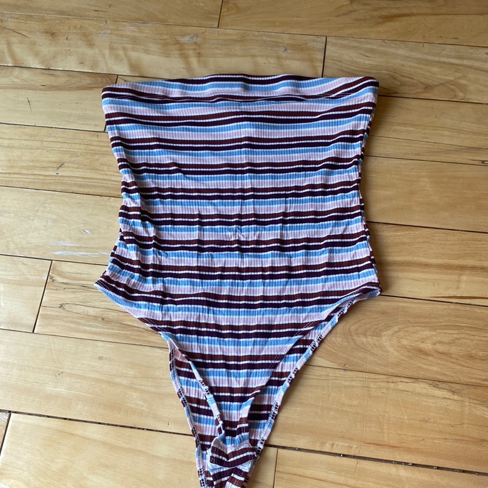 Wild fable strapless striped bodysuit